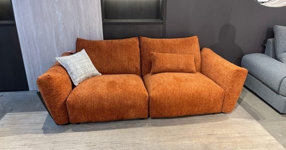 Compact Burnt Orange Chenille Loveseat | Space-Saving Solution for Apartment Wholesale